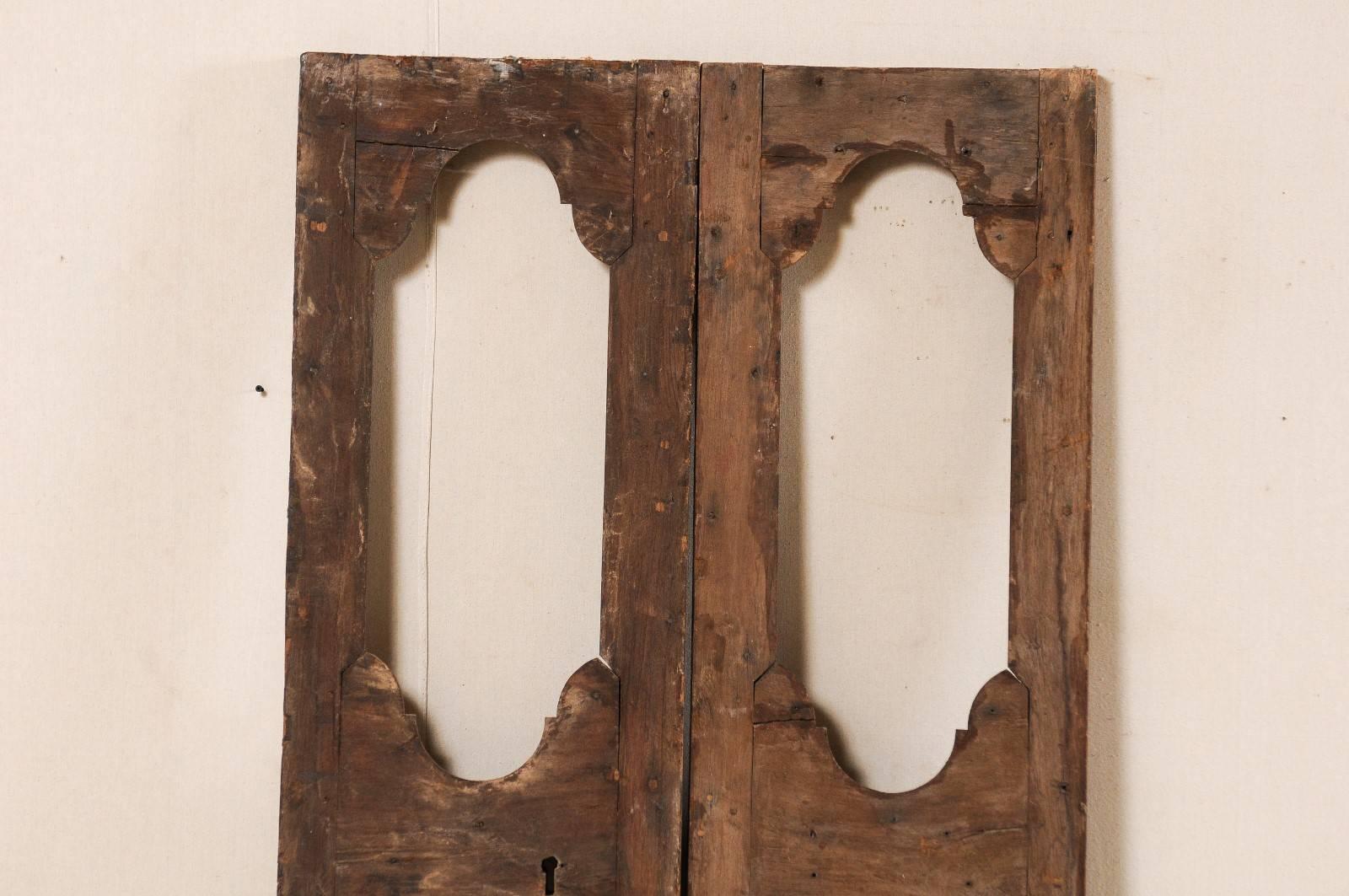 Pair of Italian 19th Century Carved Wood Doors with Pierced Central Motifs 3