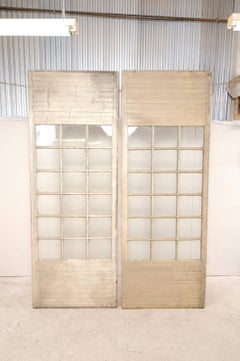 10 ft+ Tall French Pair of Glass Paneled Wood Doors from the Early 20th C.