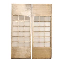 10 ft+ Tall French Pair of Glass Paneled Wood Doors from the Early 20th C.