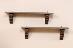 Pair of Unique Italian Style Shelves Made of Lovely Old Carved Wood Brackets