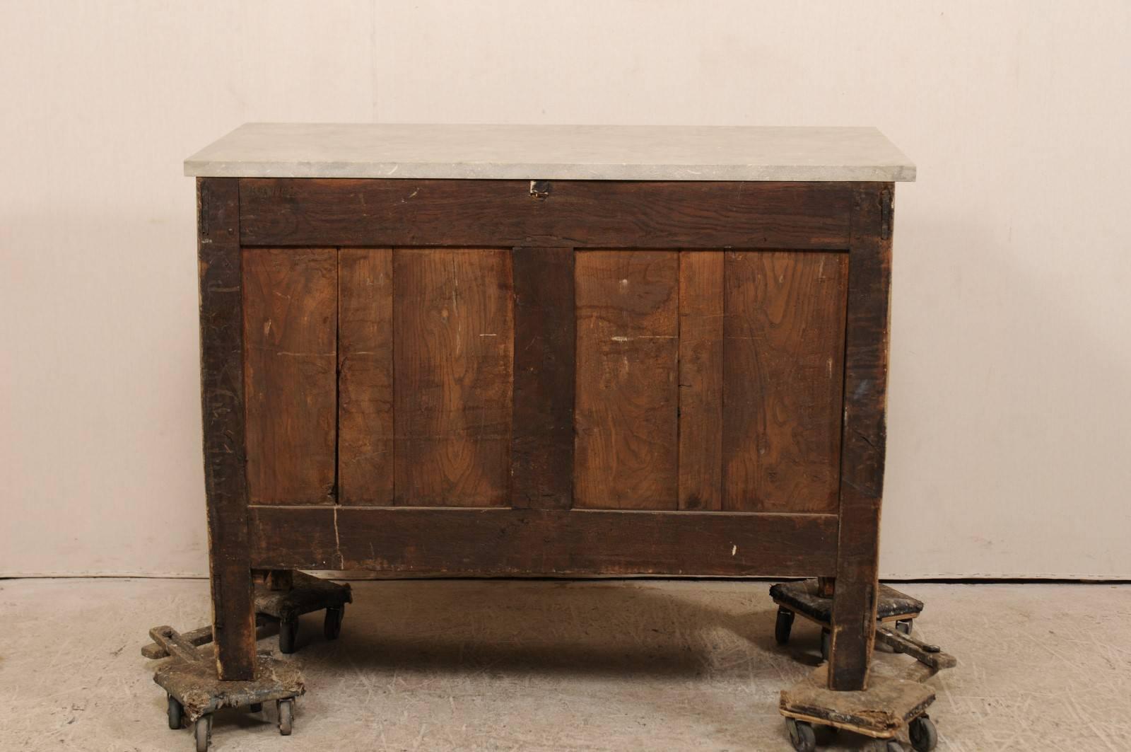 French, Early 19th Century Carved Pale Wood Chest with Honed Grey Marble Top 7