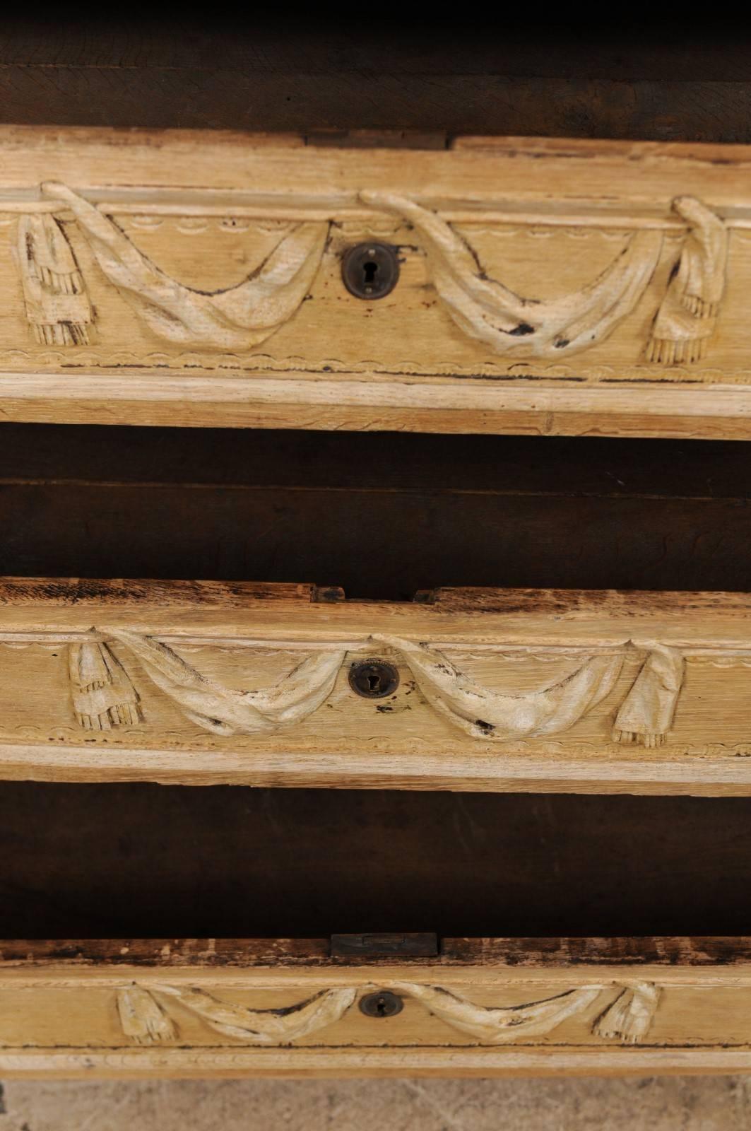 French, Early 19th Century Carved Pale Wood Chest with Honed Grey Marble Top 6