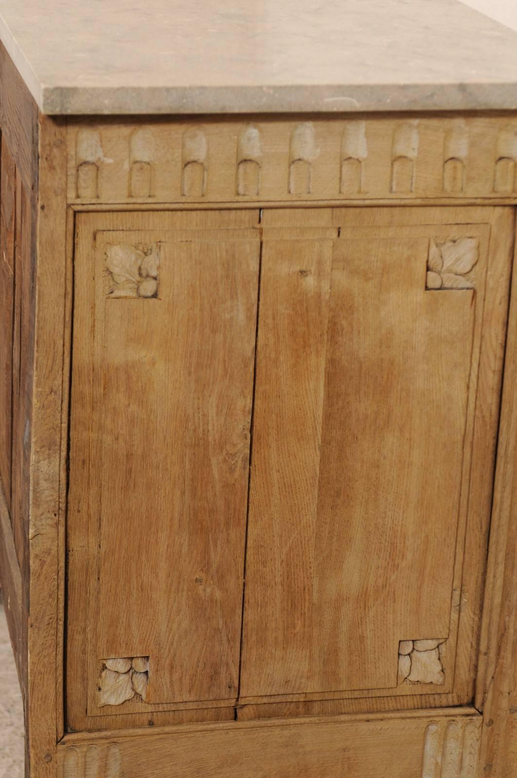 French, Early 19th Century Carved Pale Wood Chest with Honed Grey Marble Top 5