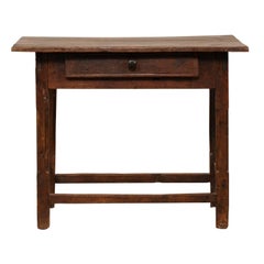 19th Century Brazilian Rustic Peroba Wood Side Table with a Single Drawer