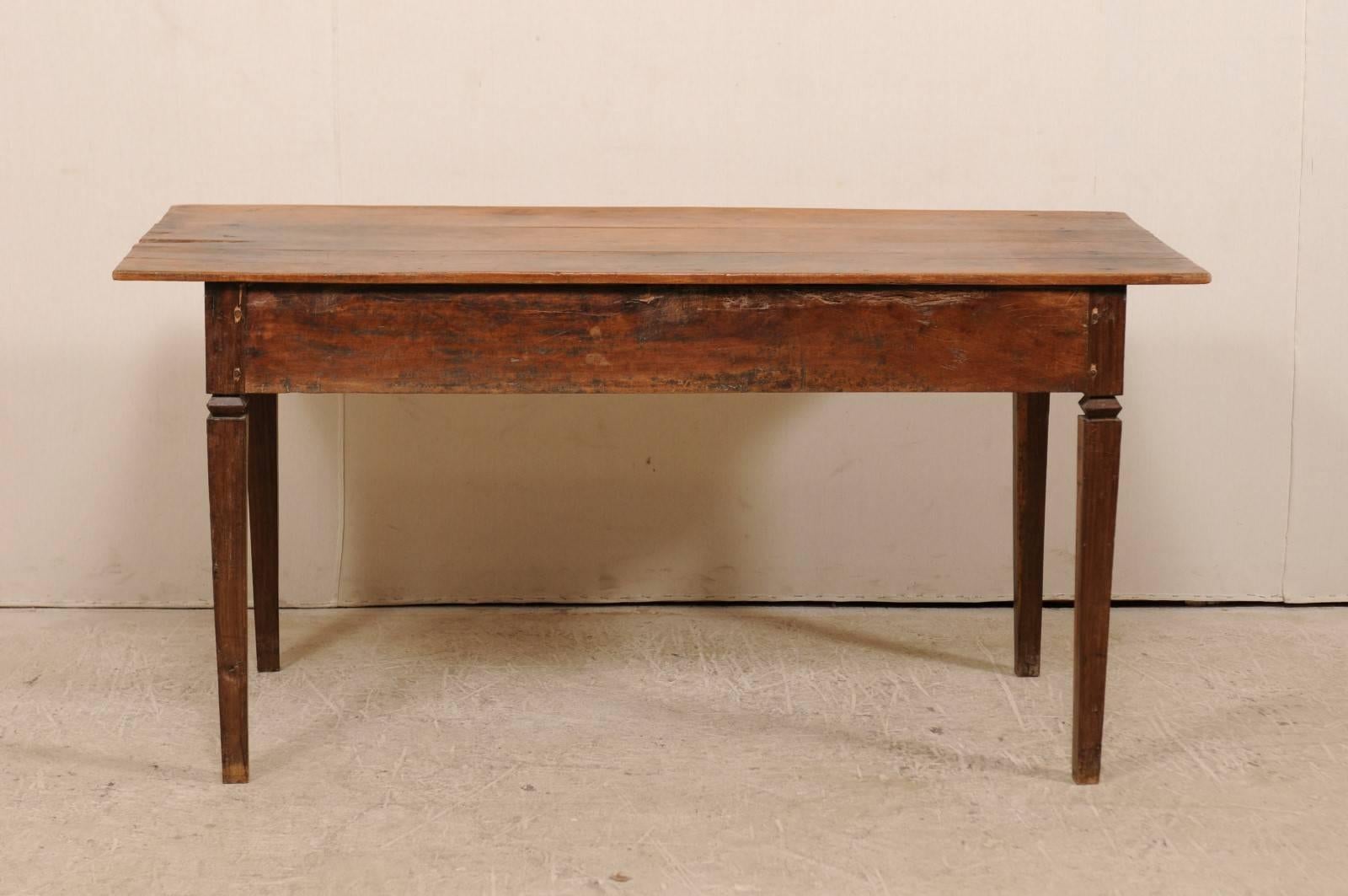 Brazilian 19th Century Carved Peroba Wood Table with Elegant Tapered Legs 2