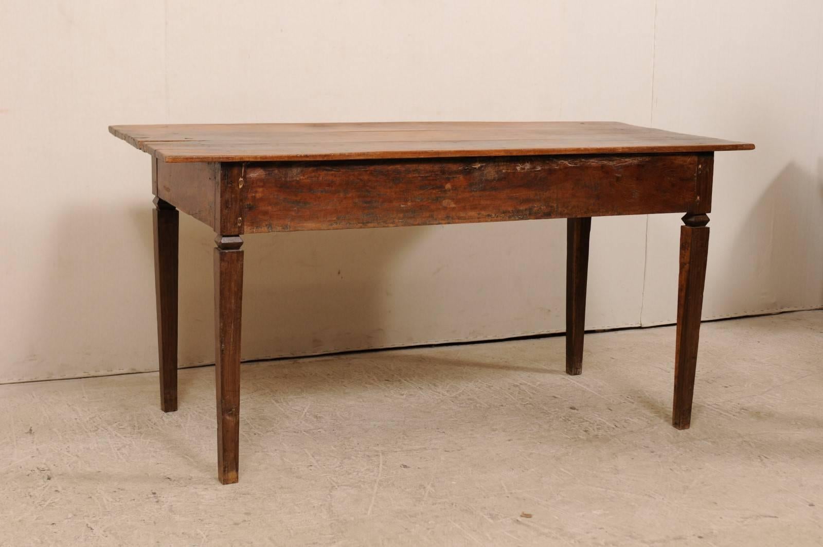 Brazilian 19th Century Carved Peroba Wood Table with Elegant Tapered Legs 3
