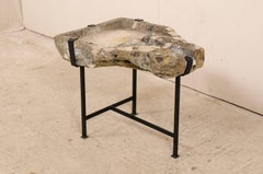 Early 19th Century French Stone Trough Coffee Table on Custom Black Iron Base