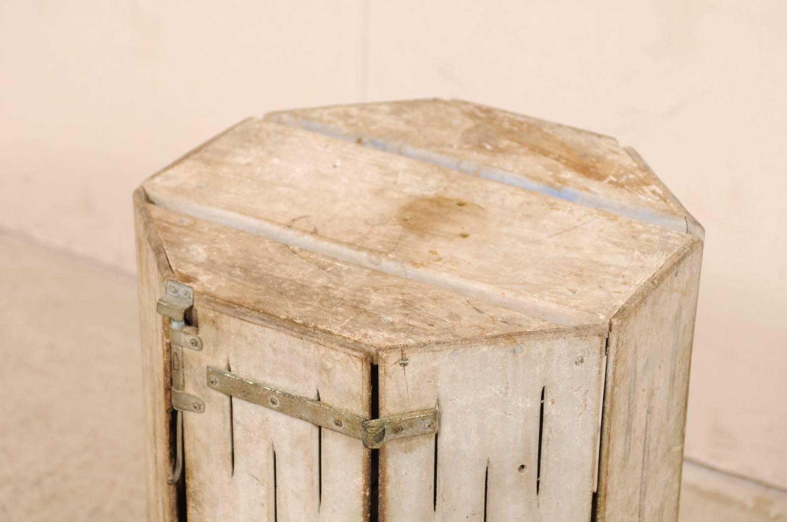 Carved Unique Spanish Early 20th Century Wood Box, Made Little Side / Drink Table