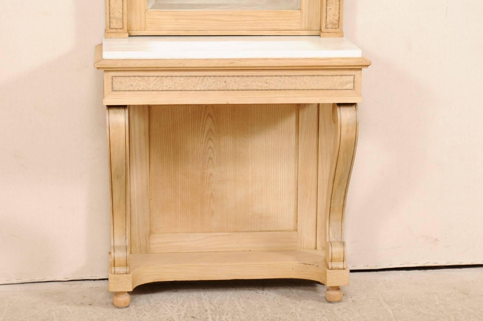 Swedish Empire Period Elm Wood Console with Marble Top from Early 19th Century 2