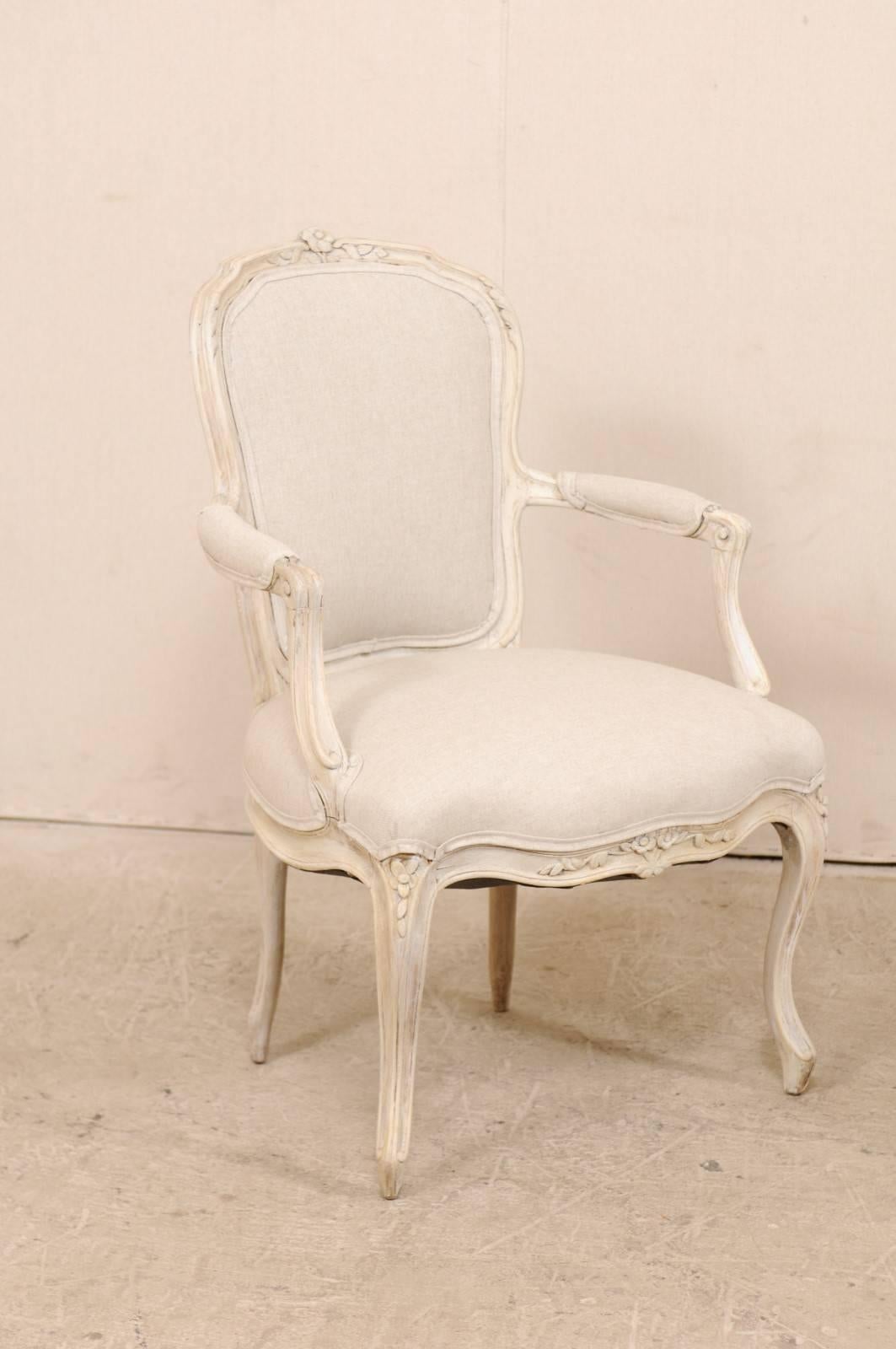Carved Pair of Swedish Louis XVI Style Armchairs from the Mid-20th Century