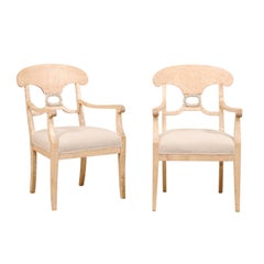 Pair of Swedish Biedermeier or Karl Johan Armchairs from the Late 1800s