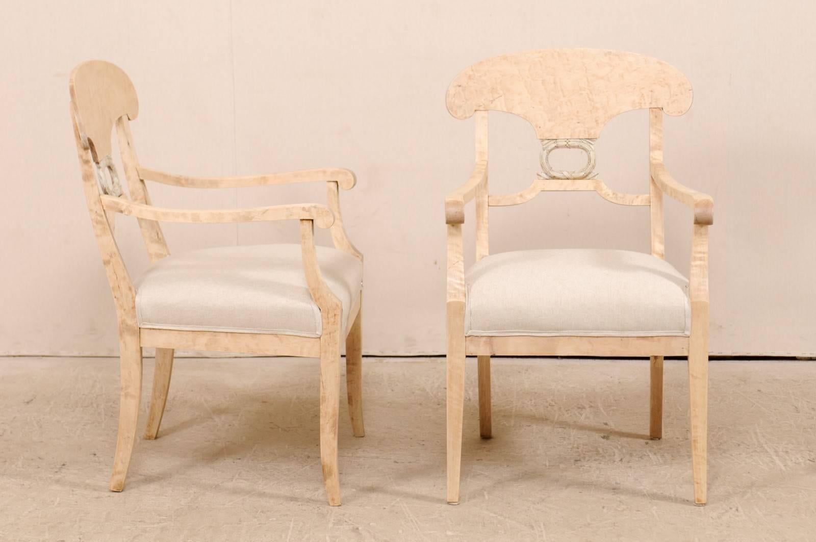 19th Century Pair of Swedish Biedermeier or Karl Johan Armchairs from the Late 1800s