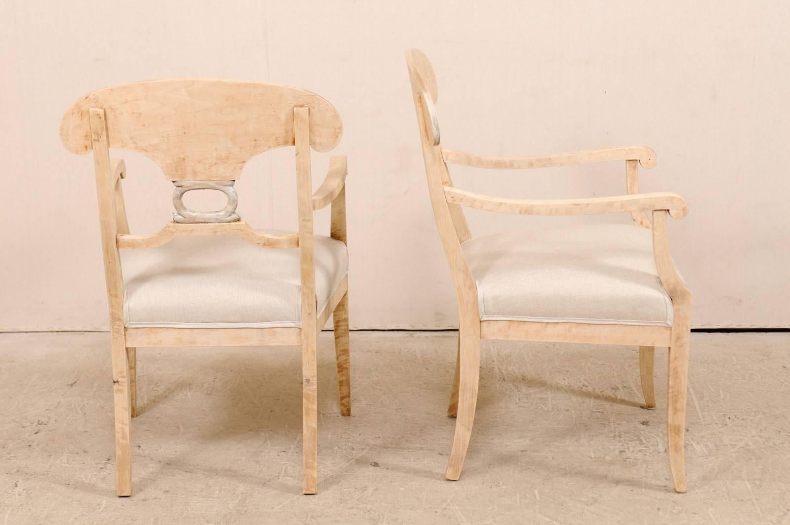 Pair of Swedish Biedermeier or Karl Johan Armchairs from the Late 1800s 1