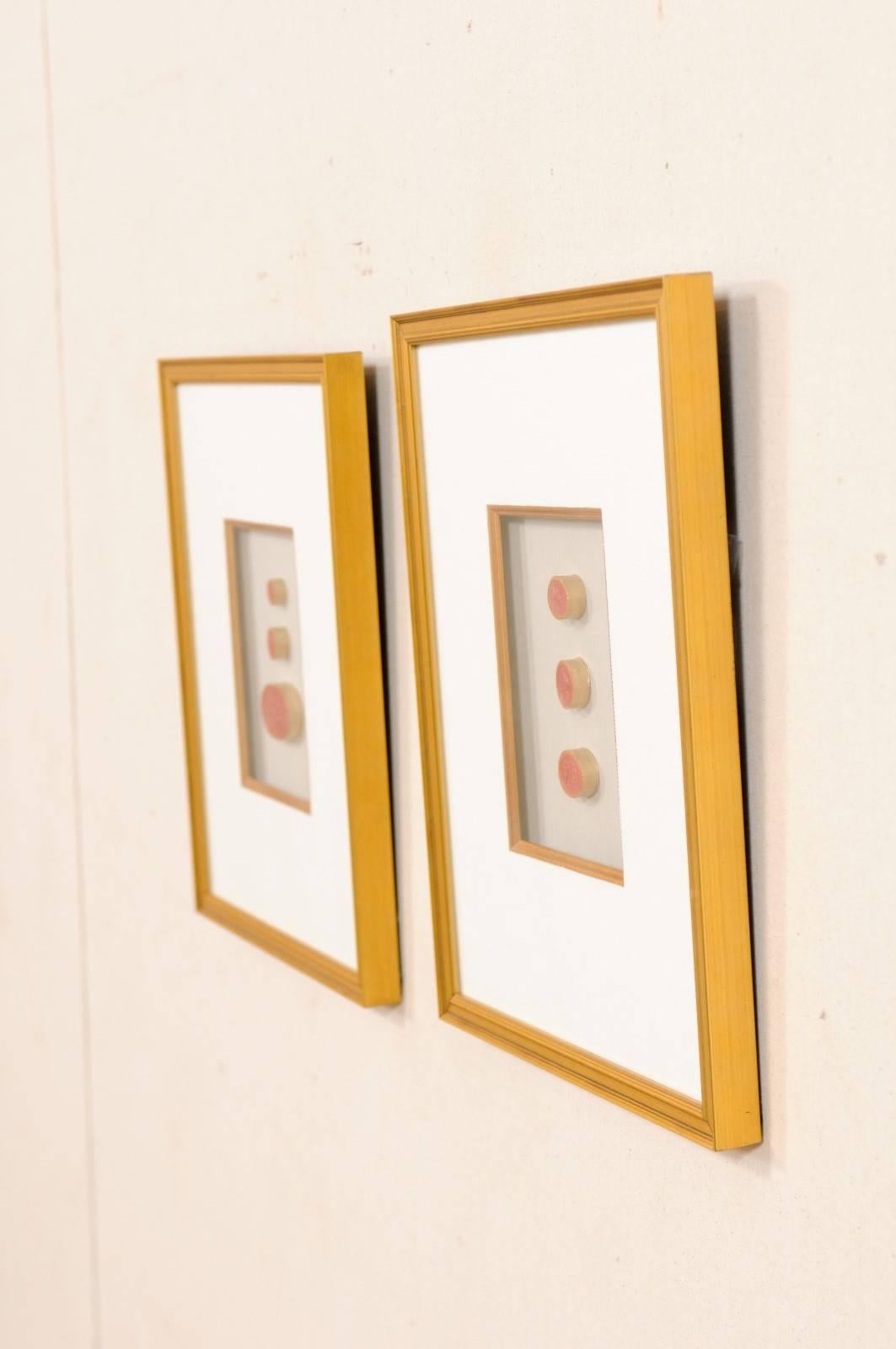 Rare Italian Red Intaglios Mounted in a Pair of Painted Gold Frames 4