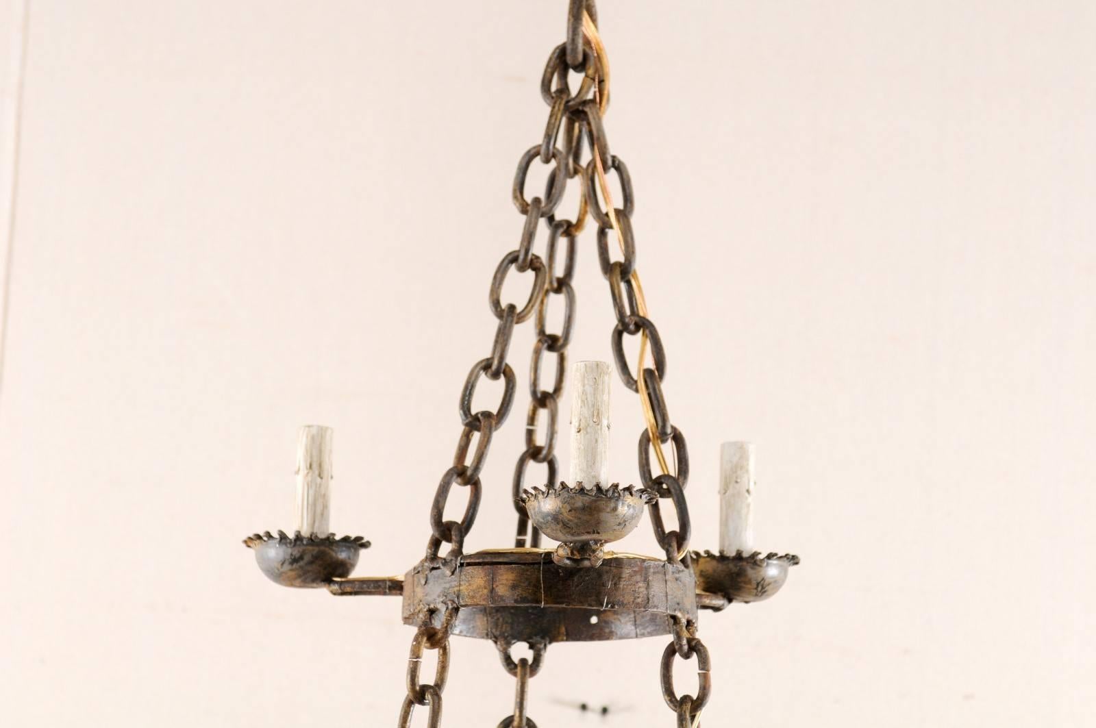 two tier iron chandelier