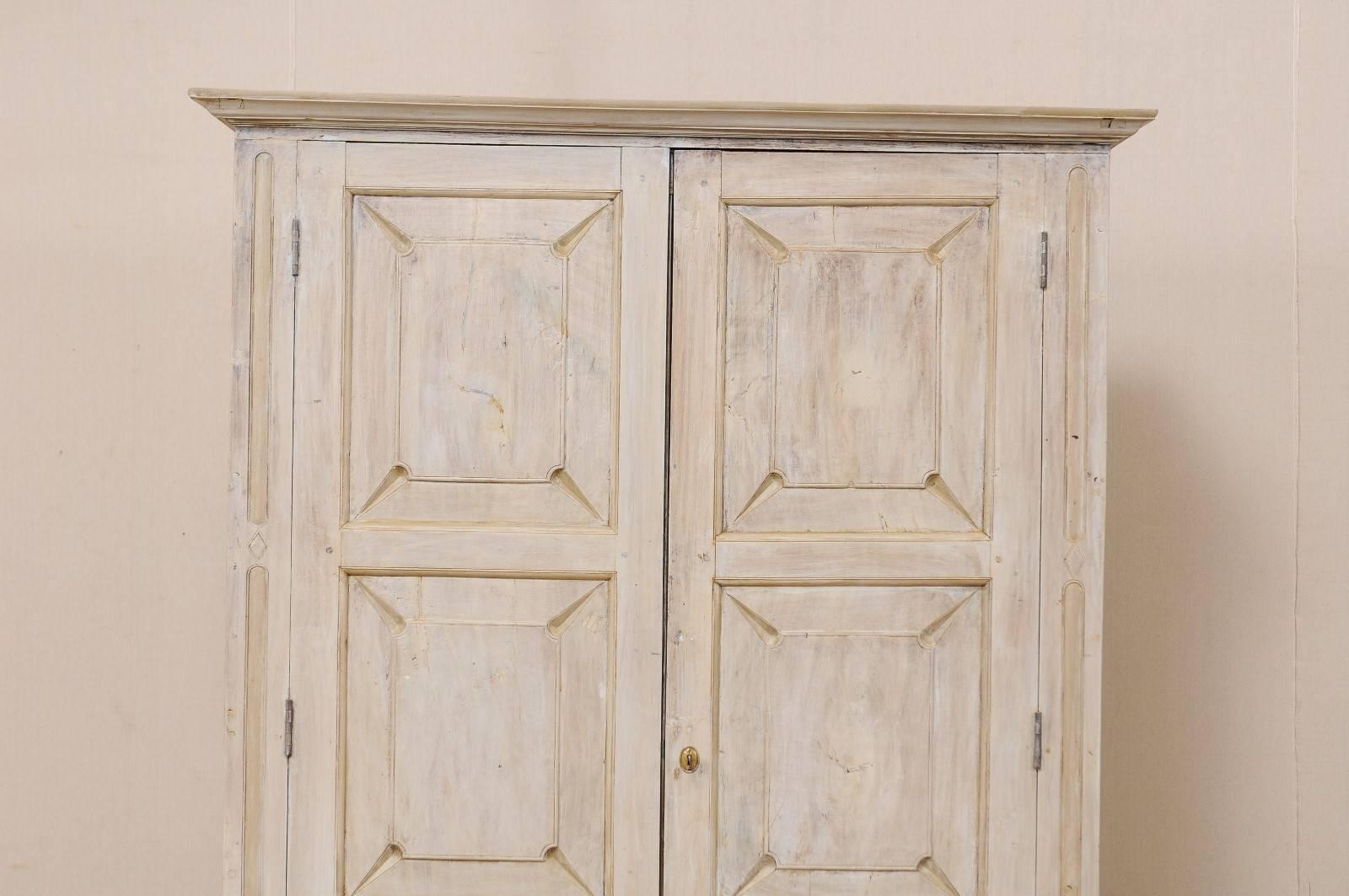 Indian Single Two-Sided Early 20th Century British Colonial Two-Door Painted Cabinet
