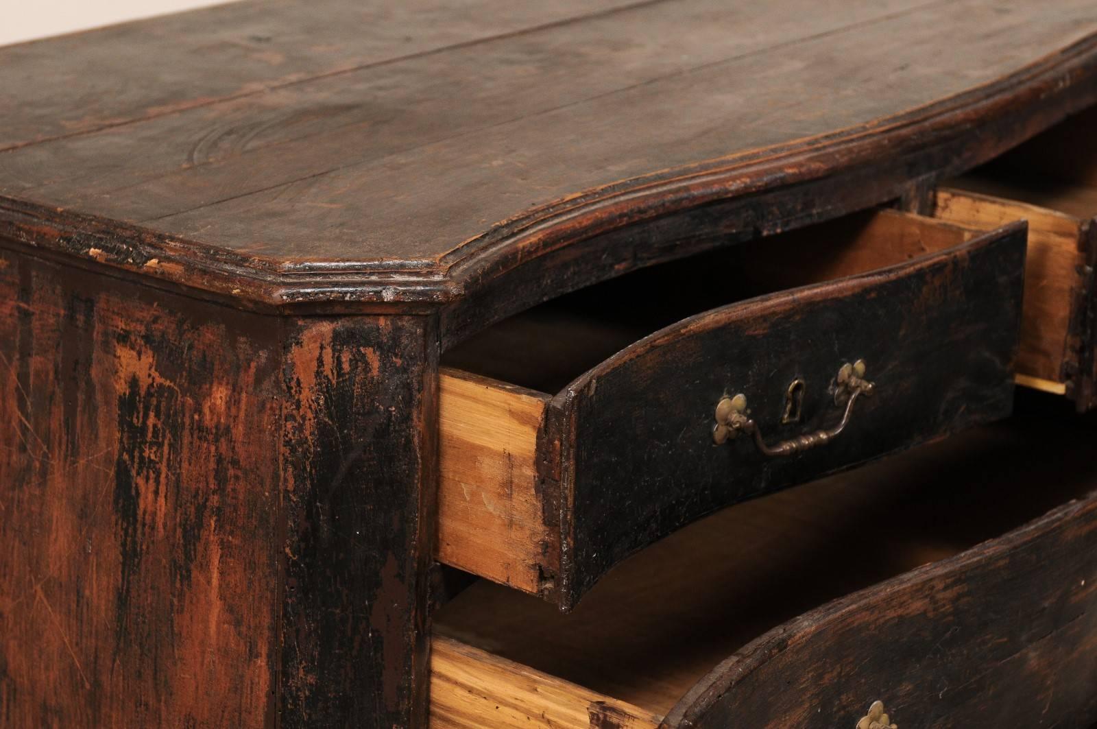 18th Century Italian Five-Drawer Wood Chest in Rich Dark Brown 1