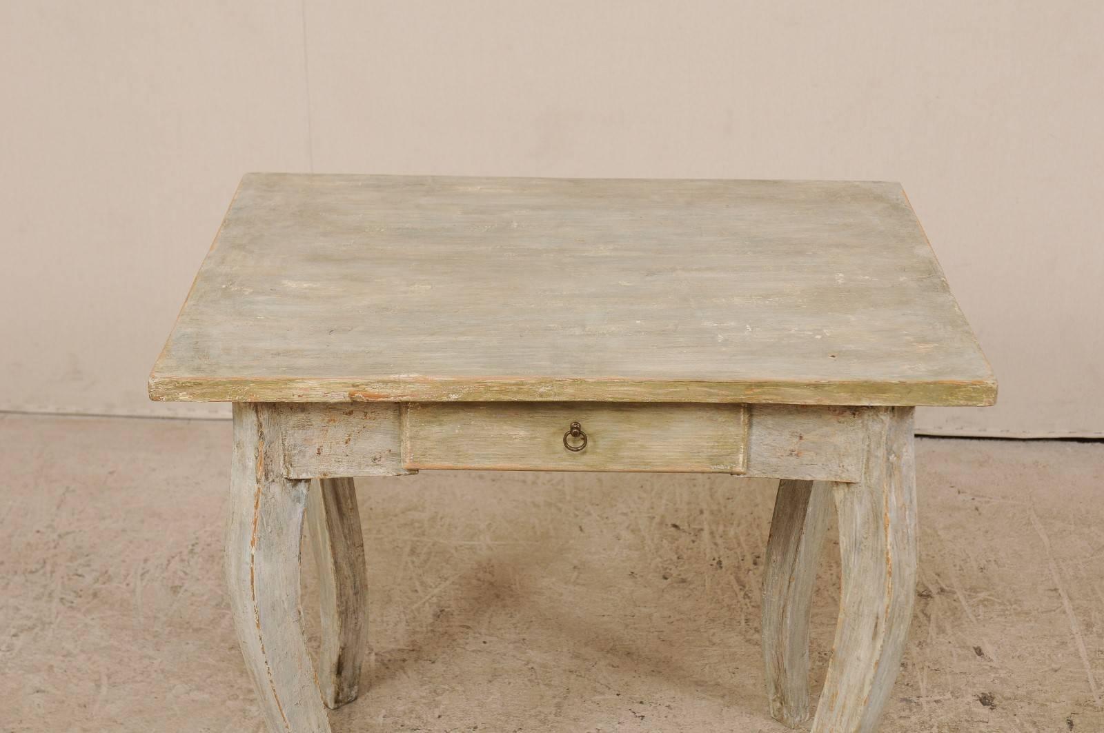 European Late 19th Century Painted Wood Side Table with Drawer, circa 1880 In Good Condition In Atlanta, GA