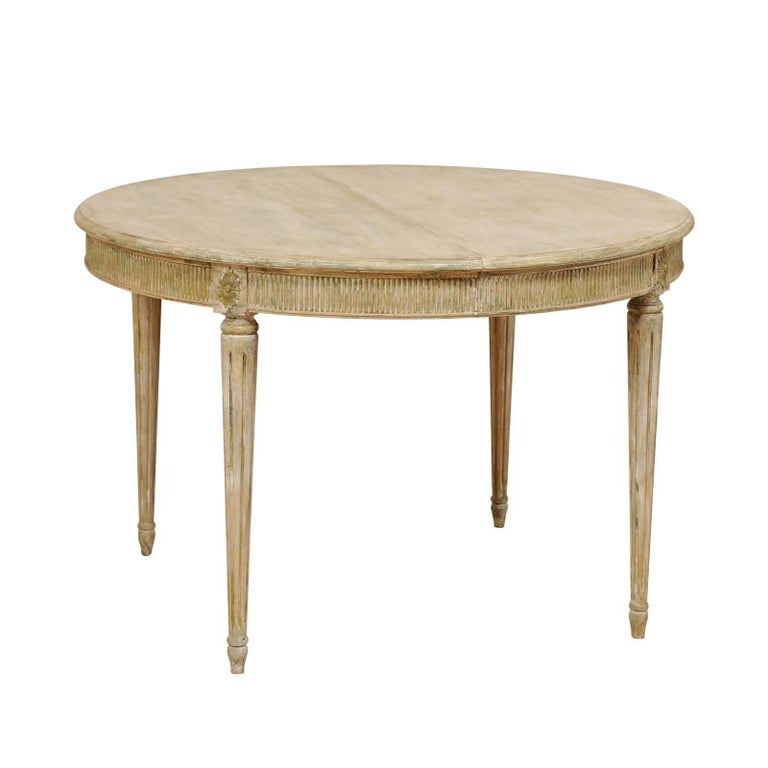 Gustavian Swedish Vintage Center / Dining Table with Two Extra Leaves