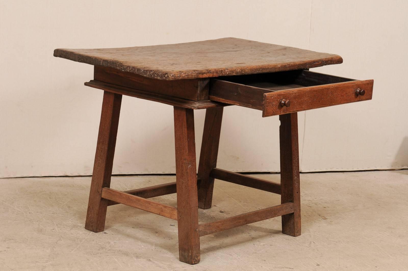 18th Century and Earlier 18th Century Brazilian Peroba Tropical Wood Side Table with Single Drawer For Sale