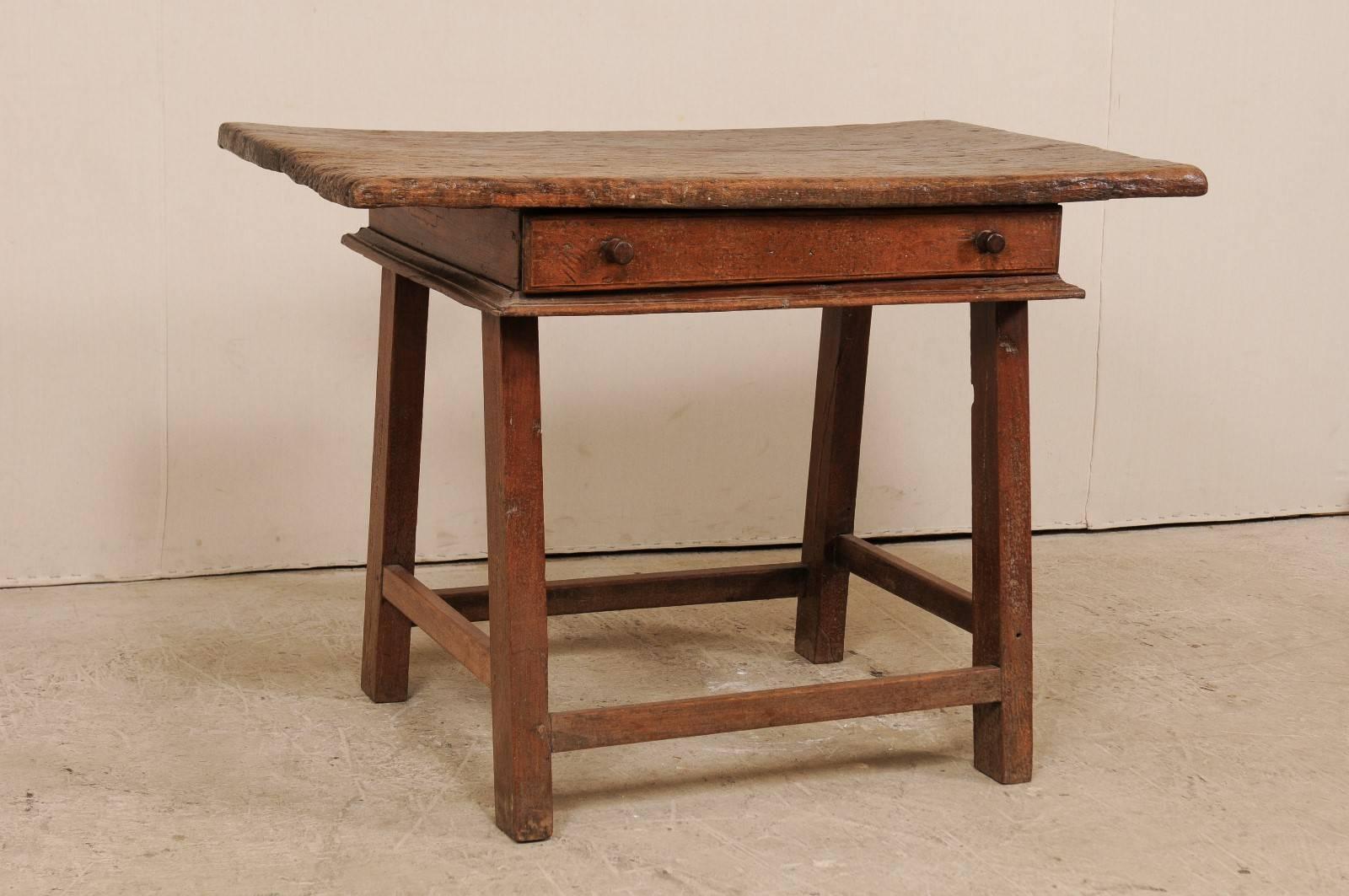 Rustic 18th Century Brazilian Peroba Tropical Wood Side Table with Single Drawer For Sale