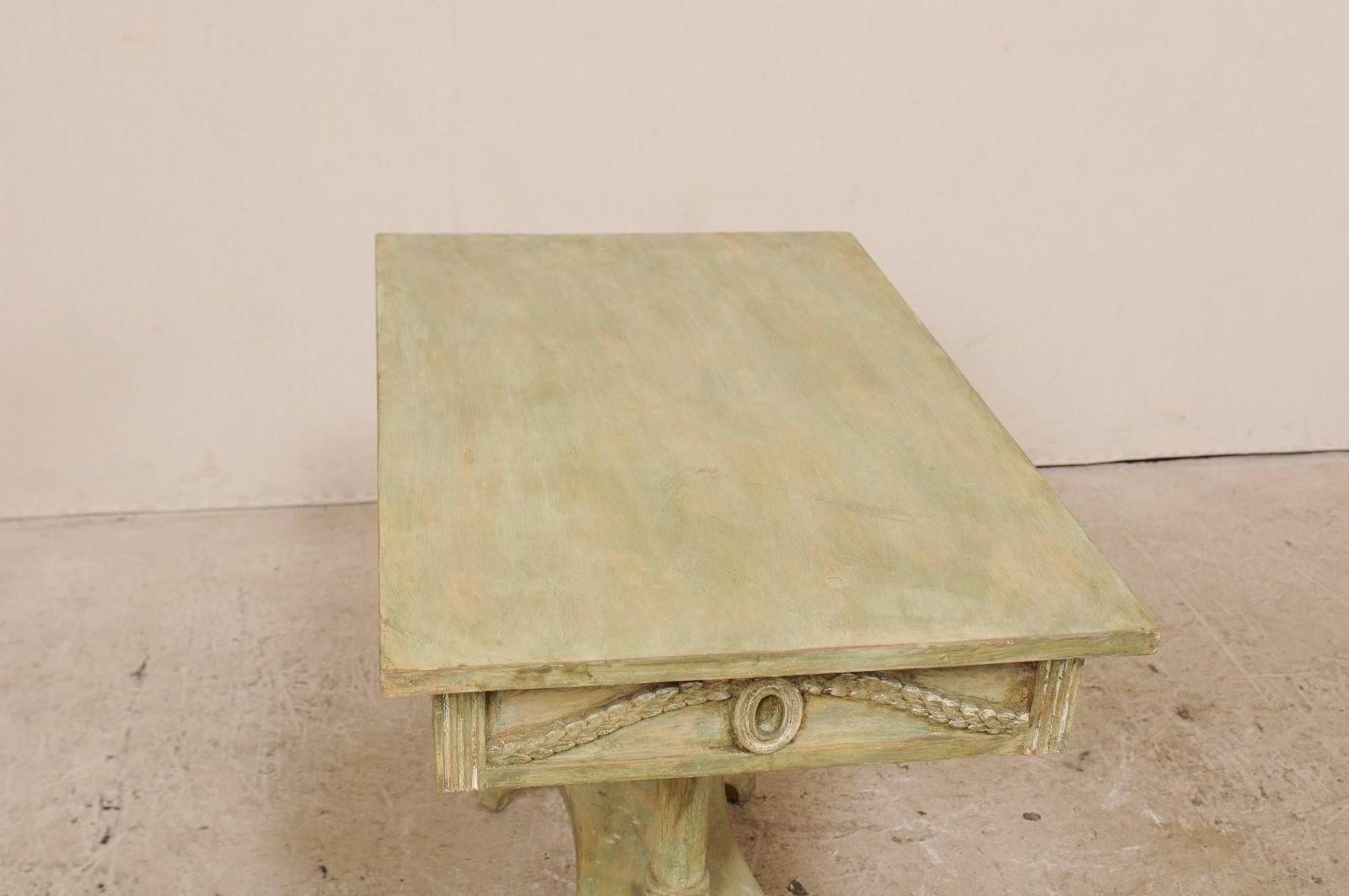 Swedish 19th Century Neoclassical Painted and Carved Wood Lindome Style Table 3