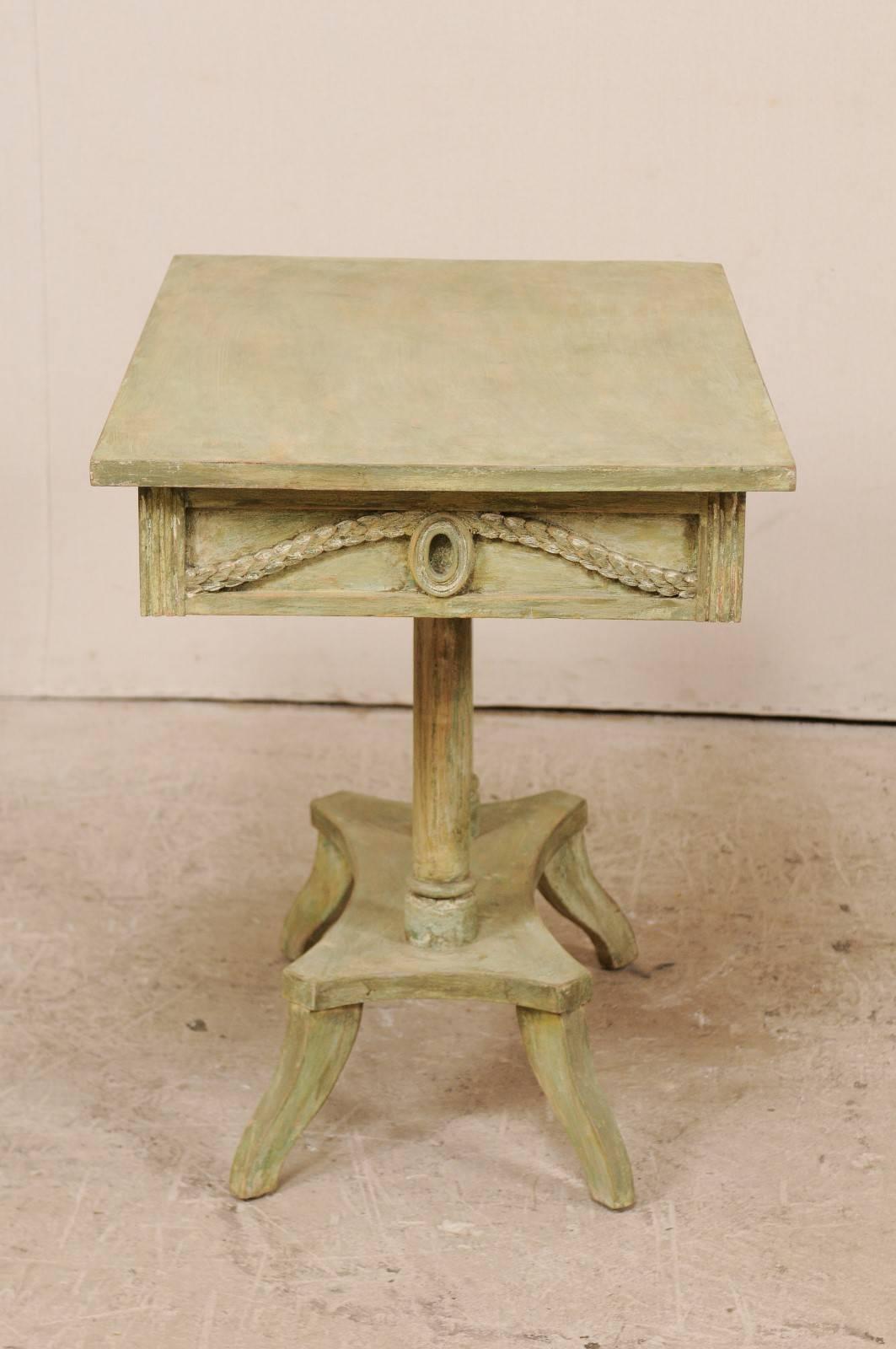 Swedish 19th Century Neoclassical Painted and Carved Wood Lindome Style Table 2