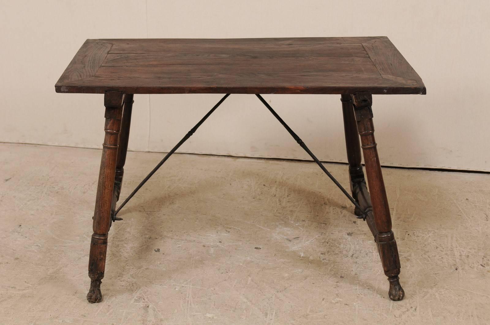 Antique Italian Wood & Iron Stretchered Table (or Great Desk!) Late 18th Century In Good Condition In Atlanta, GA