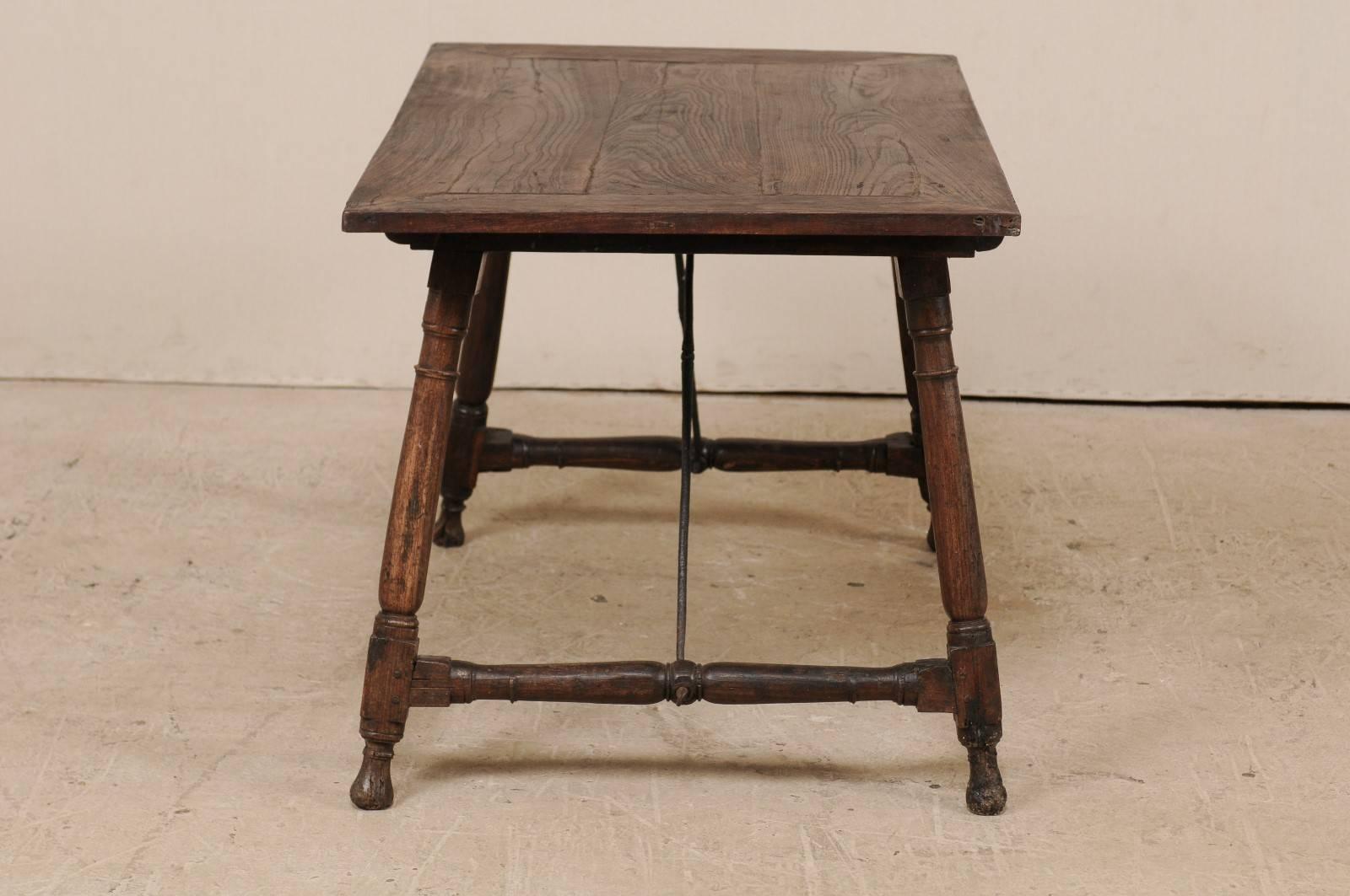 Antique Italian Wood & Iron Stretchered Table (or Great Desk!) Late 18th Century 2