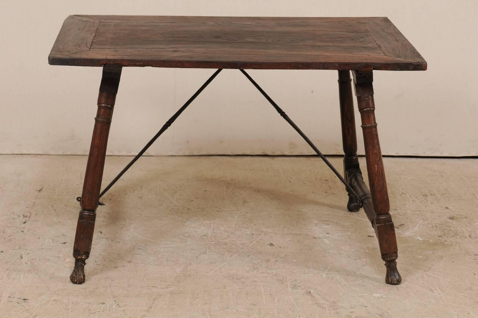 Antique Italian Wood & Iron Stretchered Table (or Great Desk!) Late 18th Century 3