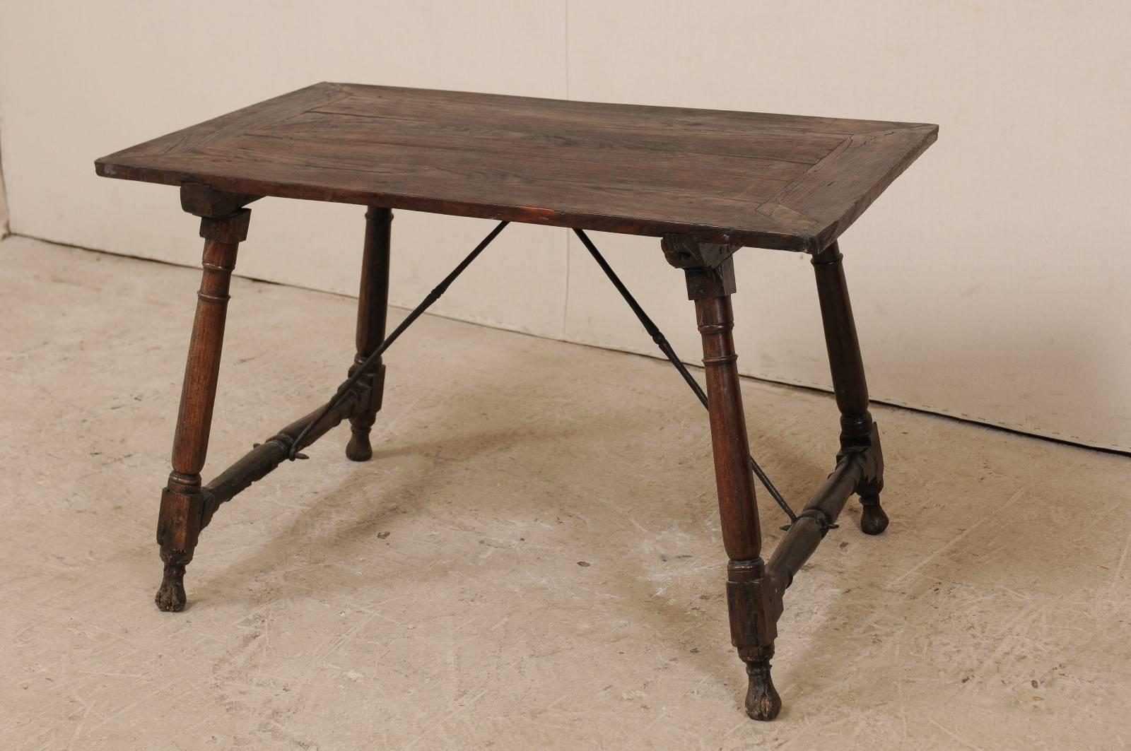 Antique Italian Wood & Iron Stretchered Table (or Great Desk!) Late 18th Century 1