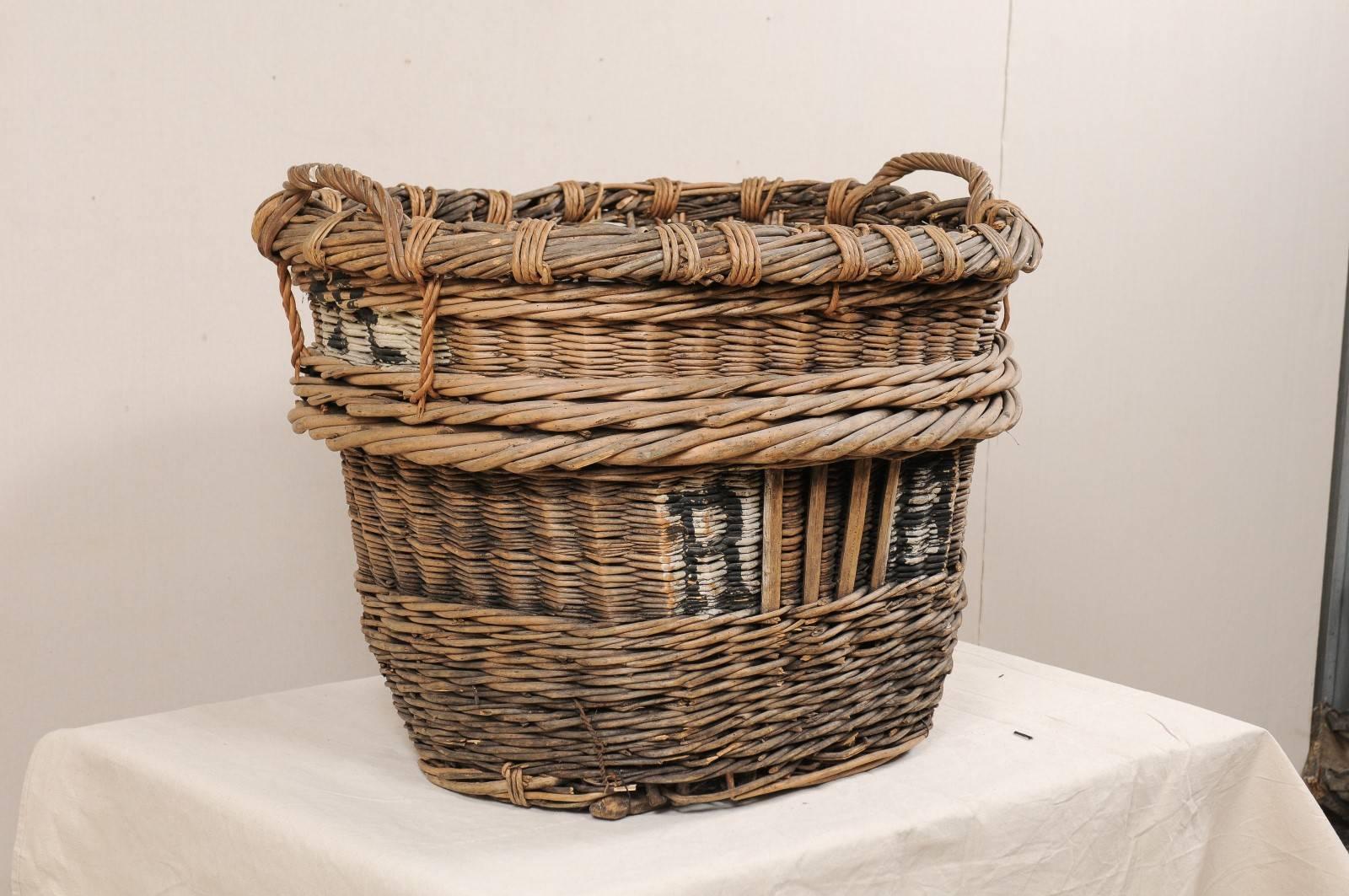 antique french grape harvest basket