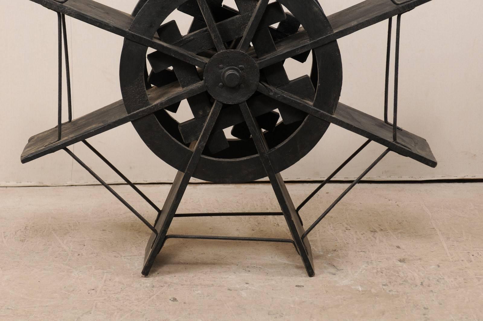 Rustic Nautical Early 20th Century Ebonized Jackwood Water Wheel from Kerala, India