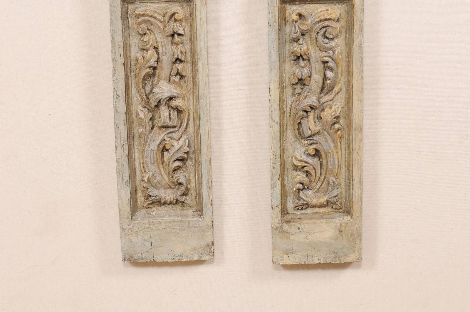 Pair of French Hand-Carved and Painted Wall Plaques, Early 20th Century 1