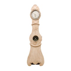 Northern Swedish 19th Century Floor Clock with Delicate Floral Carving