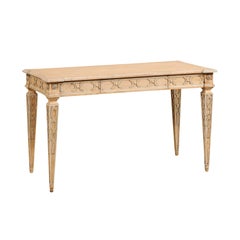 Italian Carved Wood Console or Sofa Table with Hidden Drawers and Nice Details