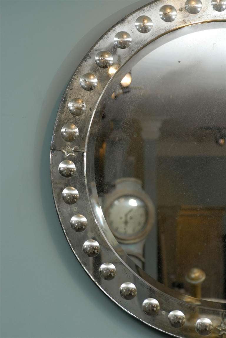 Bullseye Circular Venetian Style Mirror, Hand Silvered In Good Condition In Atlanta, GA