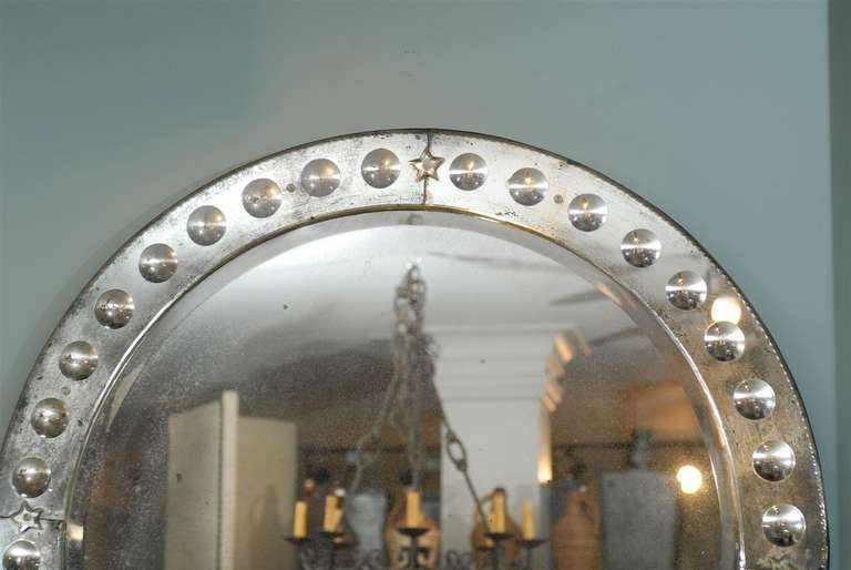 Contemporary Bullseye Circular Venetian Style Mirror, Hand Silvered