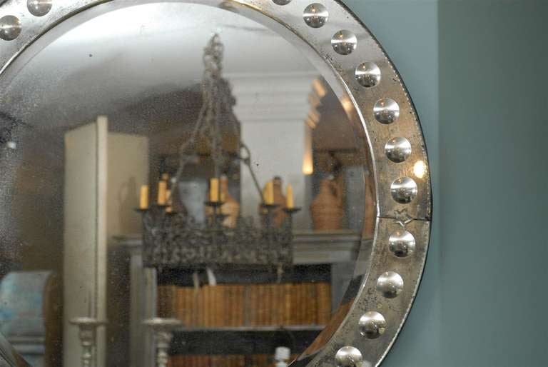 Bullseye Circular Venetian Style Mirror, Hand Silvered 1