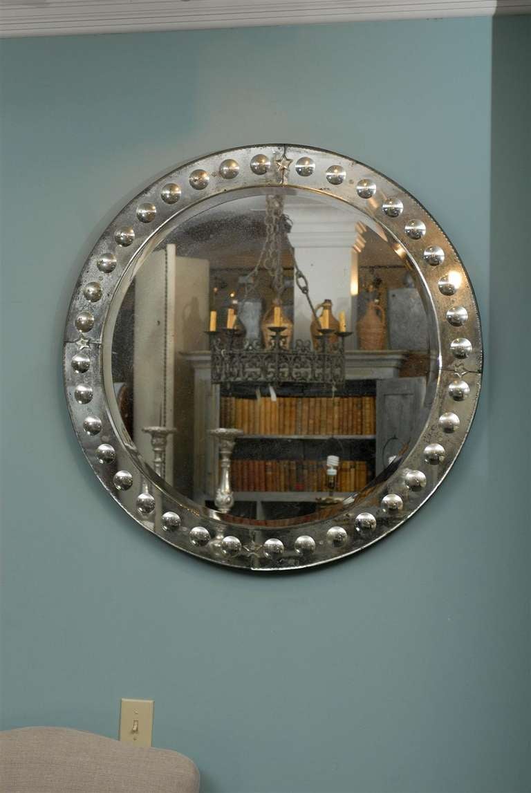 Bullseye Circular Venetian Style Mirror, Hand Silvered 3