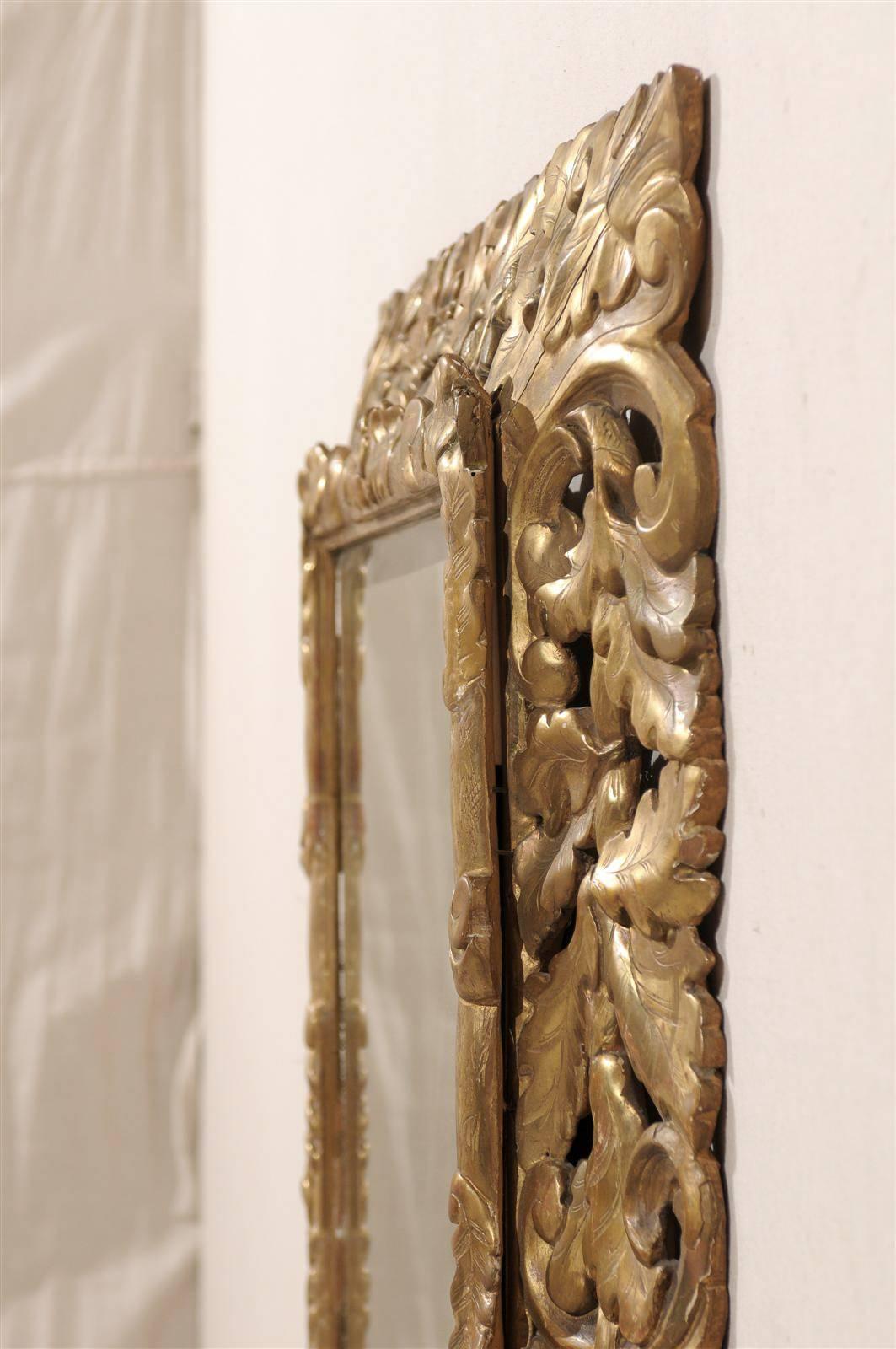 Wood 19th Century French Gilded Mirror with Carved Frame