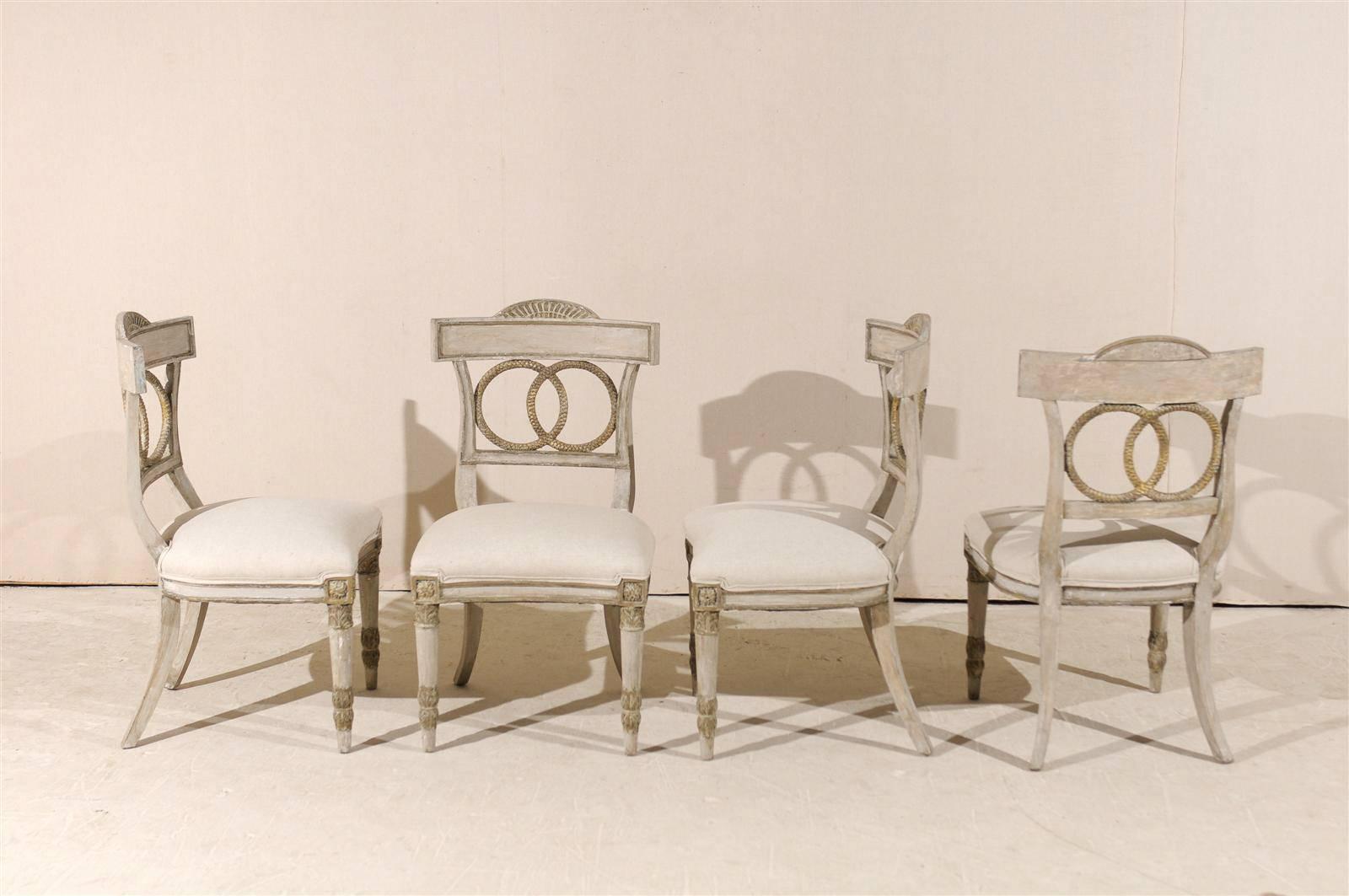 20th Century Set of Four European Painted Wood Chairs