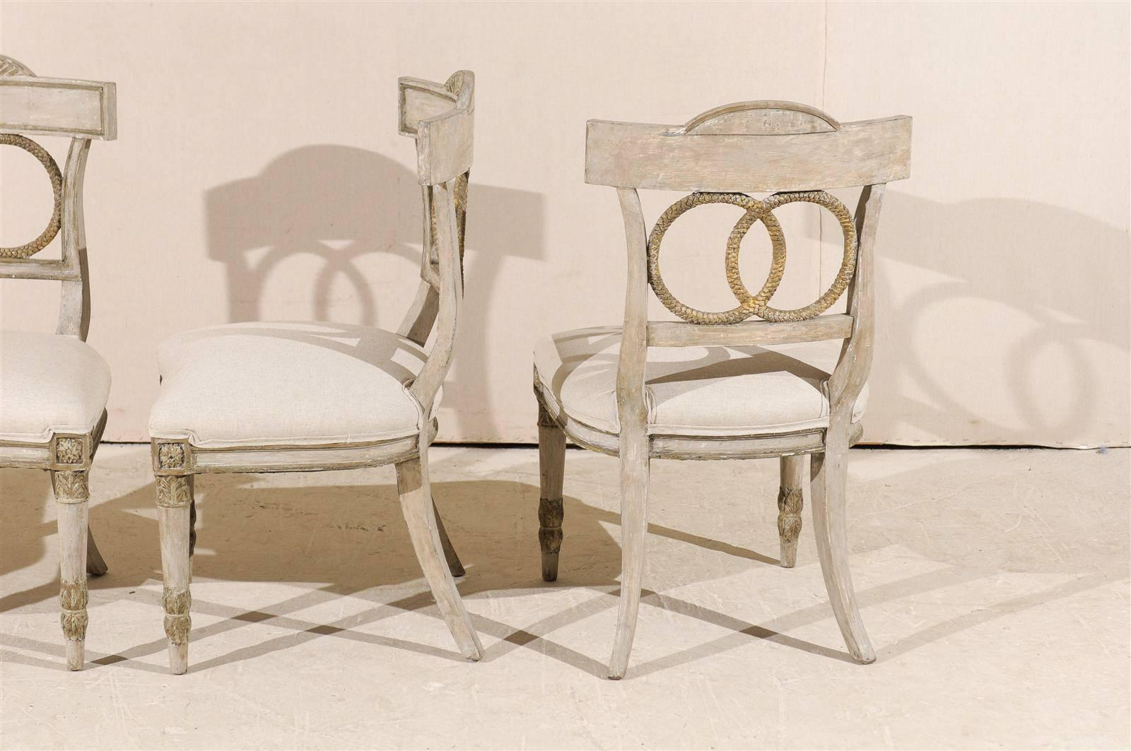 Set of Four European Painted Wood Chairs 2