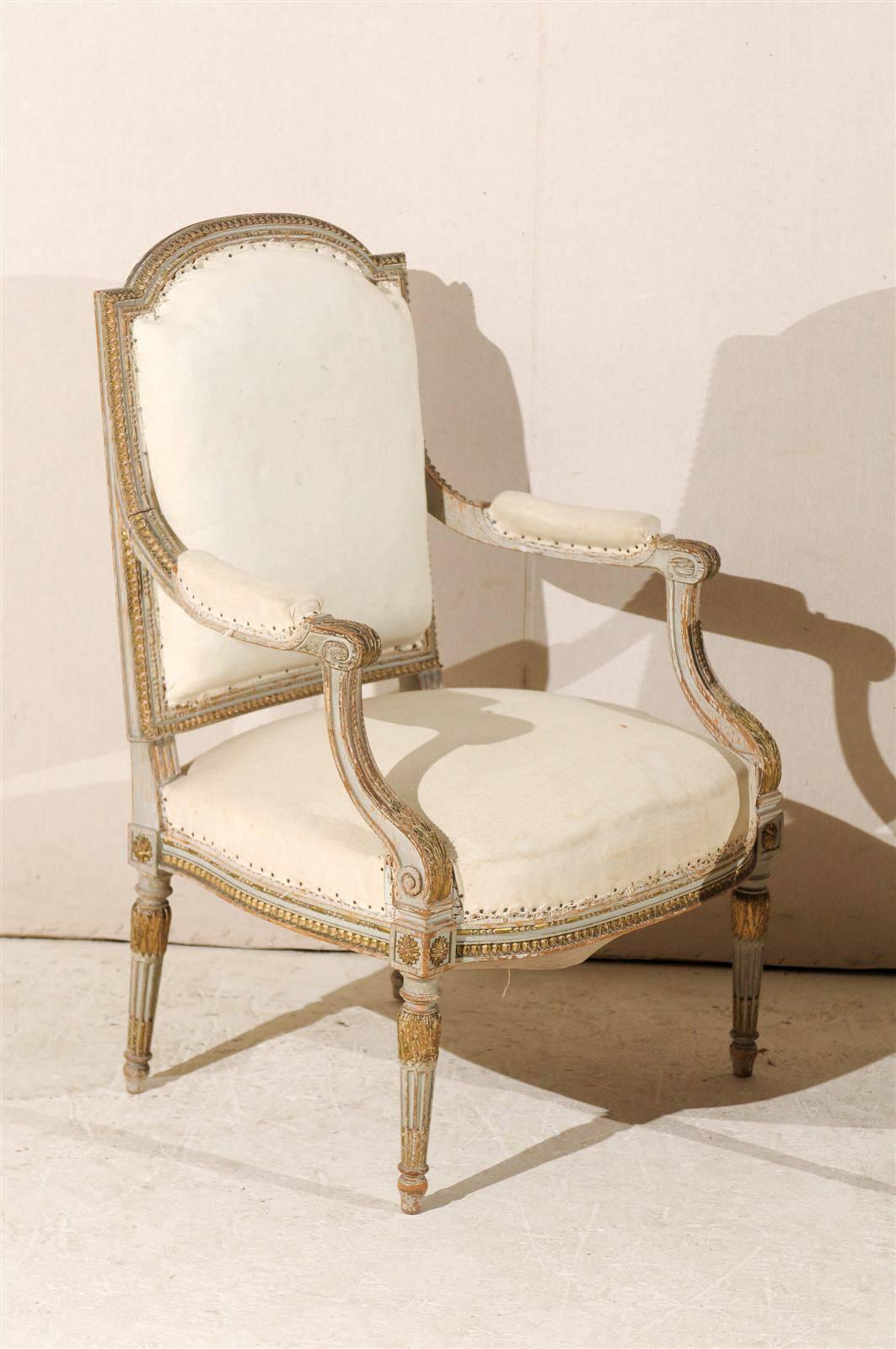 Pair of 19th Century French Louis XVI Style Fauteuils or Armchairs In Good Condition In Atlanta, GA