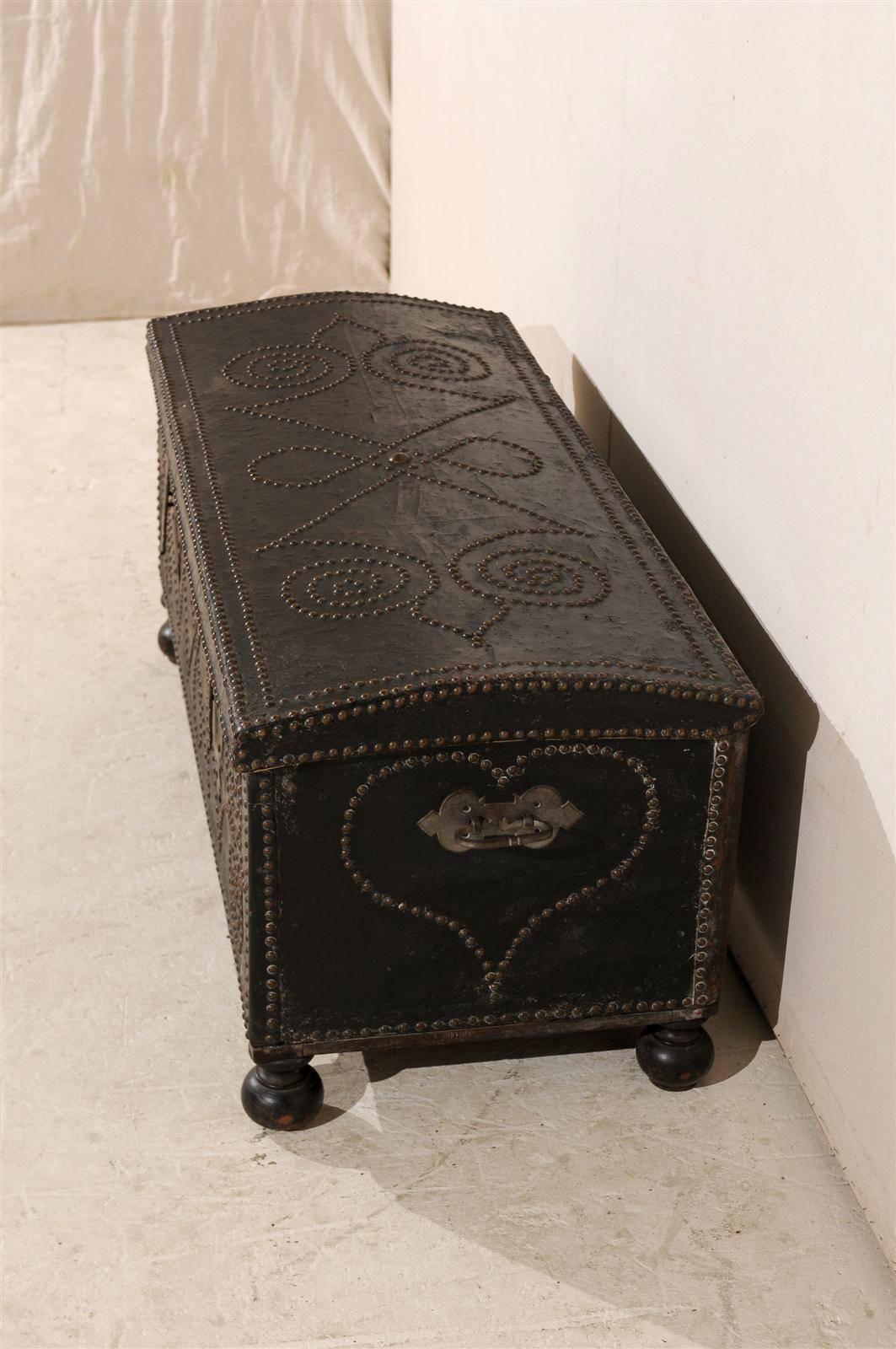 19th Century Spanish Leather Trunk 3