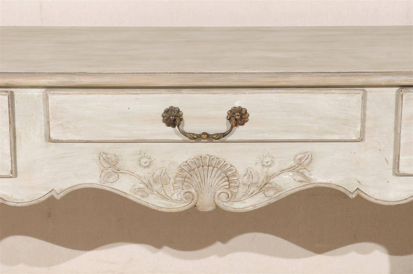 20th Century French Painted Three-Drawer Wooden Console Table