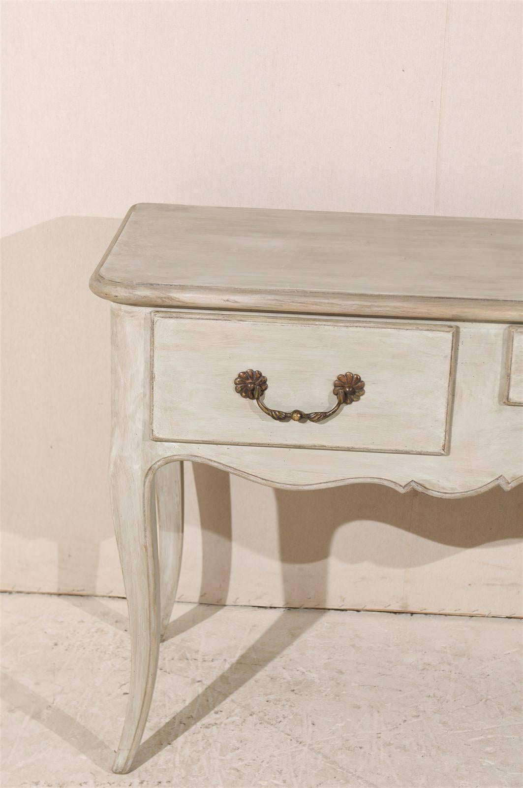 French Painted Three-Drawer Wooden Console Table 1