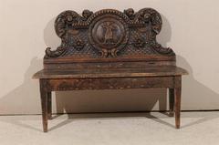 An Italian 18th Century Richly-Carved Wood Bench with Ornate Backrest