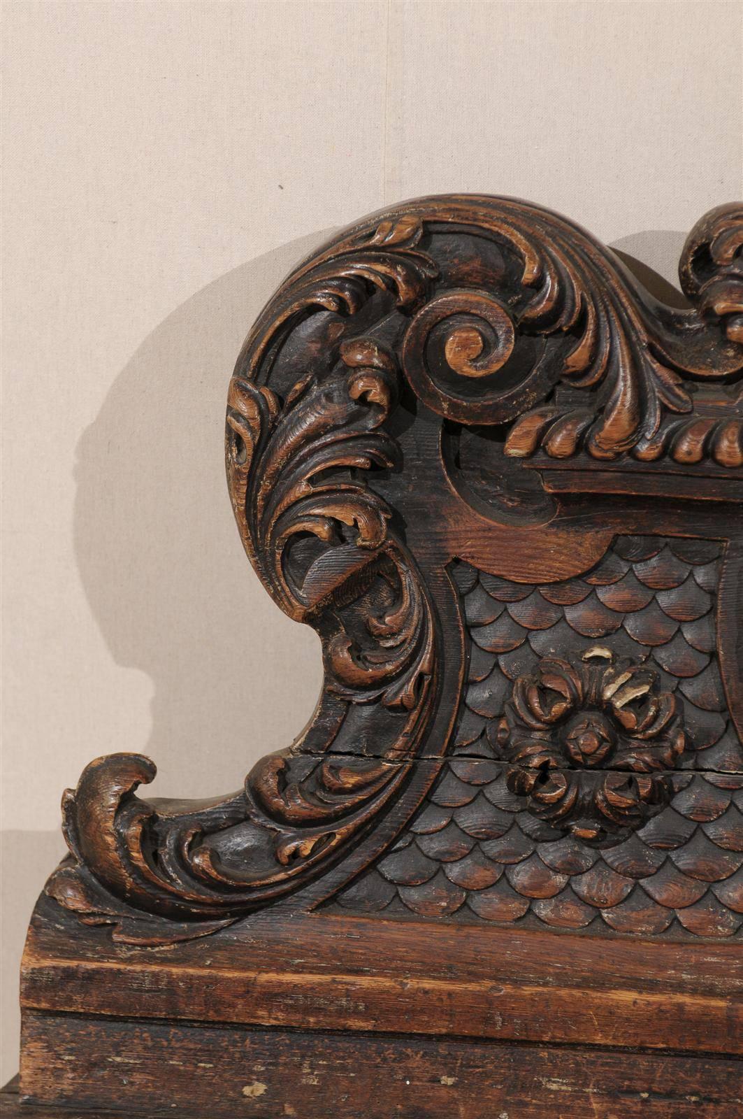 An Italian 18th Century Richly-Carved Wood Bench with Ornate Backrest   3
