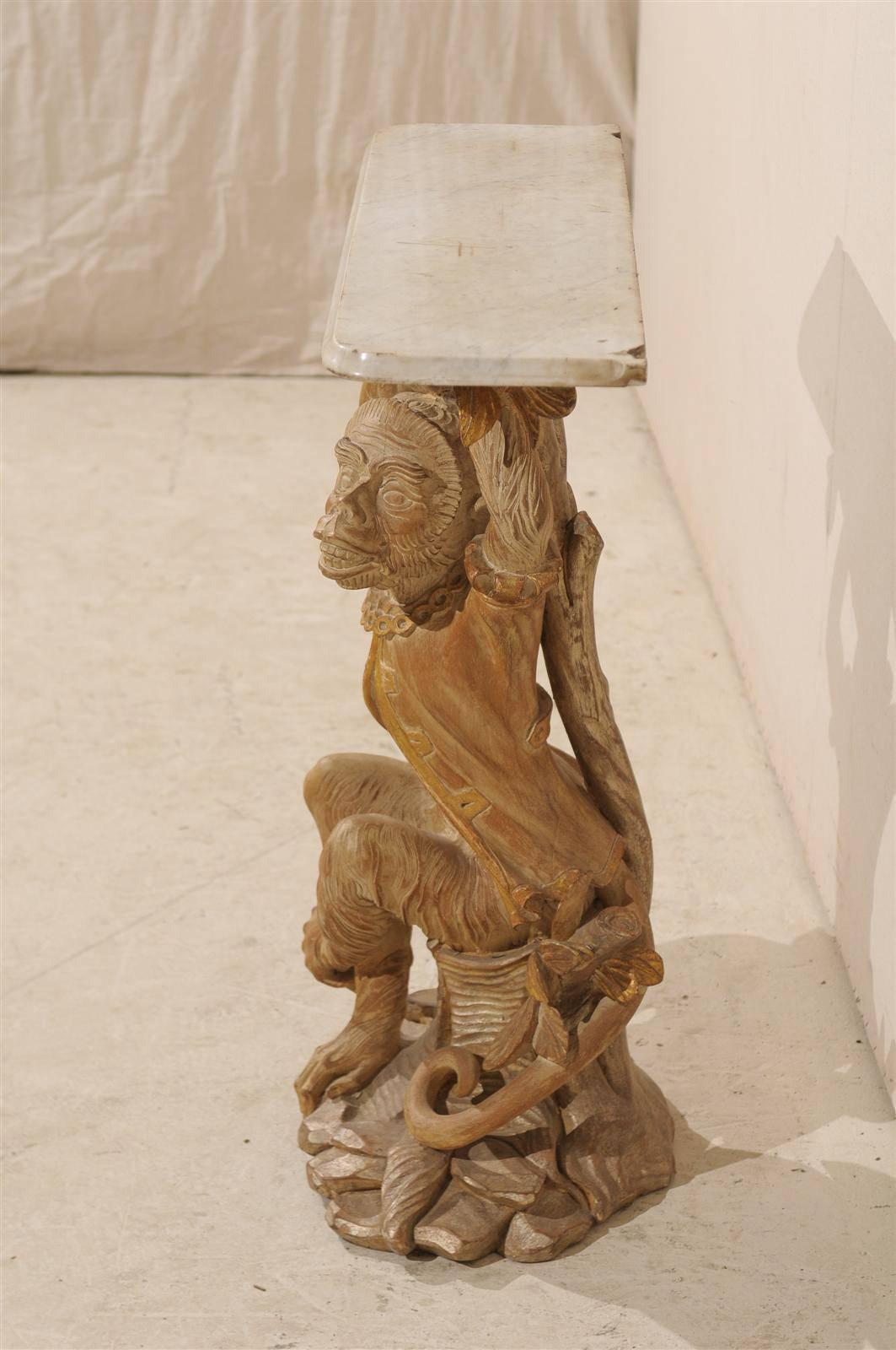 Italian Console Table with Carved Wood Dressed Monkey Base 2